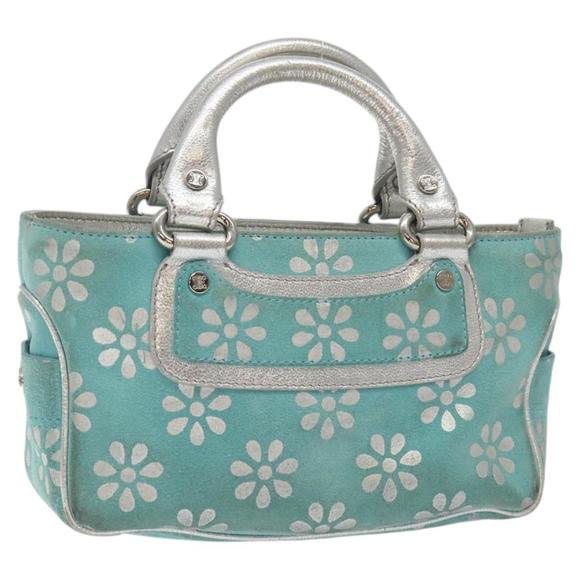 CELINE Hand Bag Suede Light Blue Silver Auth 127424 - Picture 1 of 16